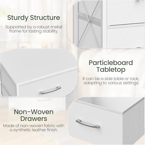 CHOEZON Stackable Storage Drawers for Closet, 3 Drawer Dresser with Wooden Top, Fabric Clothes Organizers with Metal Handles, Closet Organizer with 3 Drawers for Bedroom, Living Room, White TCW31WB - size: 11.8"D x 15.7"W x 23"H (3 Drawers)