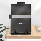 Desktop Document Holder Stand with 7 Adjustable Positions, Black Metal File Organizer Management Copyholder for Typing Speech Reading A4 Letter Music Book Tablet Office, with Paper Clip and Line Guide
