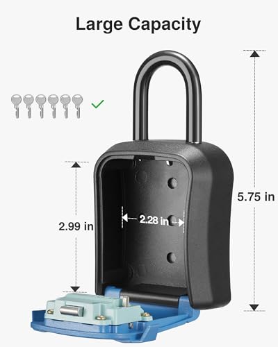 Puroma Lock Box, Key Lock Box Wall Mount & Portable Combination Lockbox with Resettable Code, Security Lockbox for Outside House Keys, Apartment Realtors Spare Keys Storage (1 Pack, Blue) - color: Blue