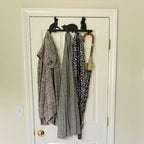 Evelots Over The Door 4 Hook Towel/Coat Rack Hanger Organizer, Kitty Cat Design-Easy No Tool Installation-Black Iron-Holds 20 lbs. - size: 1 Pack, style: 4 Hook Kitty Cat Design