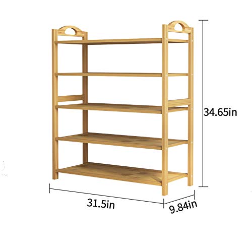 UDEAR Bamboo Shoe Rack 5-Tier Shoe Storage Organizer Entryway Shoe Shelf - size: 5-Tier