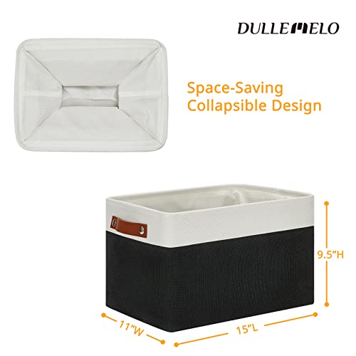 DULLEMELO Linen Closet Organizer and Storage Basket for Office, Bedroom, Cloth, Baskets for Organizing and Storage with handles for Shelves,Closet,Gift,Toys(White&Black) - color: White&Black, size: Medium-15"x11"x9.5"