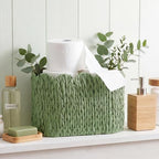 Kathfly Sage Green Toilet Paper Storage Basket Scalloped Wicker Woven Bathroom Basket Toilet Paper Holder Holds up to 6 Mega Rolls Woven Organizer for Home Bathroom Kitchen Offices - style: Scalloped Style