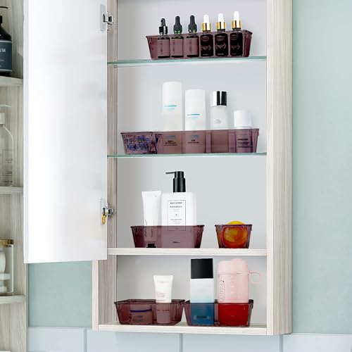 WOWBOX 25 PCS Plastic Drawer Organizer Set, 4 Sizes Desk Drawer Divider Organizers and Storage Bins for Makeup, Jewelry, Gadgets for Kitchen, Bedroom, Bathroom, Office, Clear Brown - color: Brown