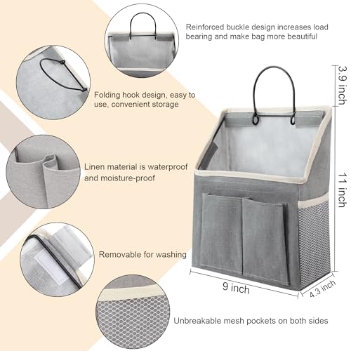 LYroo 2 Pack Wall Hanging Bag Organizer Basket with Pockets for Bathroom Bedroom Kitchen Dorm Room Essentials Rv Storage and Organization (Gray) - color: Grey
