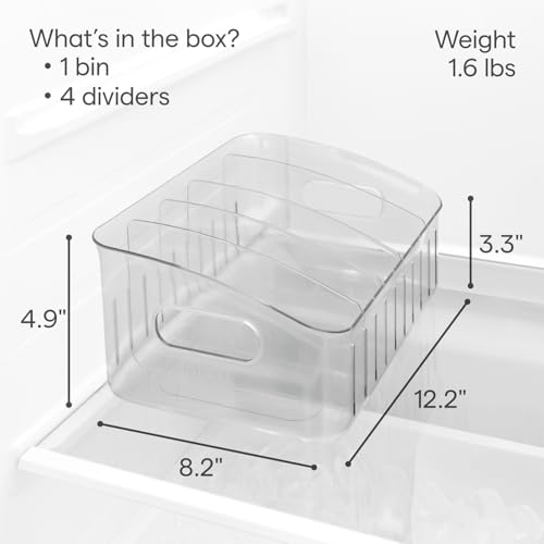 YouCopia FreezeUp Freezer Bin 12", BPA-Free Fridge Organizer with Adjustable Dividers and Handle for Frozen Food and Leftovers - size: 12" Deep