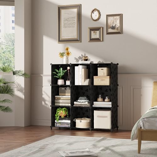 UNKU Cube Storage Organizer, 10 Cube Closet Organizer Storage Shelves, DIY Stackable Bookcase, Clothes Organizer Shelf for Closet, Bedroom, Living Room, Cabinet, Home, Office, Black - color: Black, size: 10cube