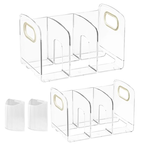2pcs Mail Organizer File Sorters, Acrylic File Organizer with Pen Holder, Desk Clear Purse Handbag Storage Desktop Divider for Home Office Supplies 3 Sections