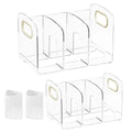 2pcs Mail Organizer File Sorters, Acrylic File Organizer with Pen Holder, Desk Clear Purse Handbag Storage Desktop Divider for Home Office Supplies 3 Sections