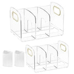 2pcs Mail Organizer File Sorters, Acrylic File Organizer with Pen Holder, Desk Clear Purse Handbag Storage Desktop Divider for Home Office Supplies 3 Sections