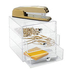 iDesign 3-Drawer Stackable Makeup Organizer - Clear Plastic Drawers for Bathroom, Vanity, or Desk - color: Clear, style: Pack of 1