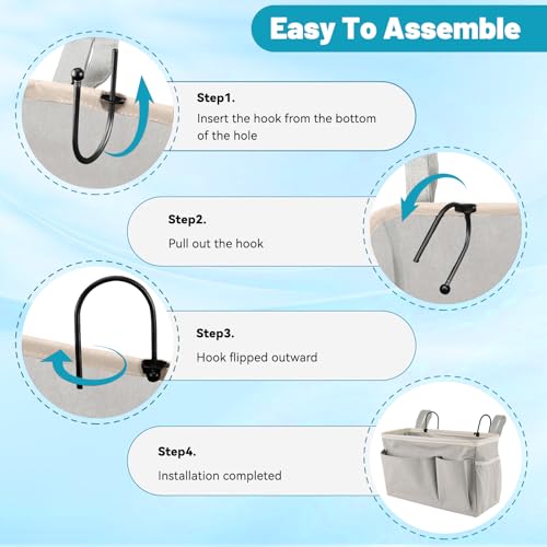 BlissTotes Bedside Caddy, Bedside Storage Organizer for Bunk Bed Accessories, Dorm Storage for Bedside Shelf and Bunk Bed Shelf, Bed Caddy for Home, Dorm, Bunk (Light Gray, 1 Pack) - color: Light Gray