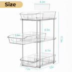 incostar 3 Tier Under Sink Organizer and Storage - Multi-Purpose Stackable Pantry Organizer with Pull-Out Clear Bins and Movable Dividers for Kitchen and Bathroom Cabinet - style: 1 Pack 3Tier