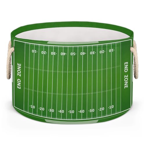Large Round Storage Basket Sports Football Field Collapsible Circle Storage Bin Laundry Hamper With Handle for Kids Boy Girls Toy Bedroom Living Room Nursery Home Room Decor Storage Organizer Green - color: A03:Sports Football