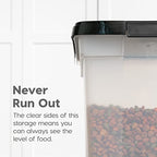IRIS USA 50 Lbs / 65 Qt WeatherPro Airtight Pet Food Storage Container with Removable Casters, for Dog Cat Bird and other Pet Food Storage Bin, Keep Fresh, Translucent Body, Easy Mobility, Clear/Black