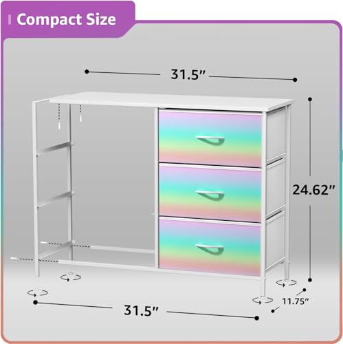 Sorbus Dresser with 6 Drawers - Furniture Storage Tower Unit for Bedroom, Hallway, Closet, Office Organization - Steel Frame, Wood Top, Easy Pull Fabric Bins (6-Drawer, Rainbow) - color: Colorful, style: 6-Drawer