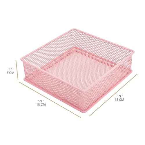 Annova Mesh Stackable Drawer Cabinet and Shelf Organizer Bins Storage Basket School Office Supply Holder Tray- Set of 2 (Light Pink, 6x6x2 Inch) - color: Light Pink, size: 6x6x2 Inch