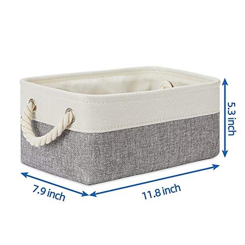 Temary Small Storage Baskets for Organizing 6Pcs Small Storage Bins, Decorative Collapsible Fabric Gift Baskets Empty for Home (White&Grey,11.8L x 7.9W x 5.3H inches) - color: Grey&white, size: 11.8L x 7.9W x 5.3H inches (6pcs)