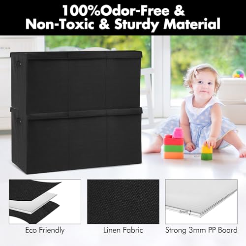 Extra Large Toy Box 167L, Sturdy Toy Storage Chest Organizer Bin Baskets with 2 Removable Divider for Boys, Girls, Kids, Nursery, Bedroom, Playroom, 35.5"x17" x17" (Linen Black) - color: Extra Extra Large Black