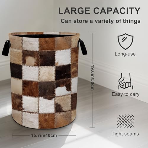 Cow Laundry Basket Storage Bin Foldable Laundry Hamper Clothes Storage Bucket Organizer 19.6x15.7 Inch For Laundry Room/Bedroom/Bathroom - color: Cow