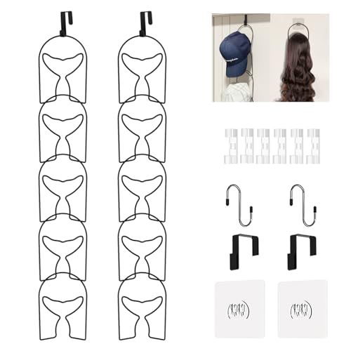 LINFIDITE 10 Pack Baseball Hat Rack Hanger Holder Organizer Multi Hook Wall Mounted Over Door Cap Display Storage Rack Holder Closet Hanging Storage Rack w Hanging Hook Mermaid Tail Black - color: 10pcs Black, size: Mermaid Tail Ring