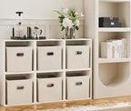 MAX Houser 6 Pack Foldable Fabric Storage Bins with Handles - Ideal for Closet Organization, Bedroom and Nursery（ Beige, 12"x12"x12"） - color: 1 beige