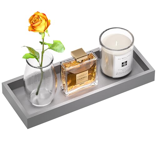 ZHWS Bathroom Vanity Tray for Toilet Tank, Perfume, Jewelry, Candle, Makeup, Decorative Tray, Kitchen Tray Counter Organizer for Soap Dispenser, Coffee Table Silver 11.3”L x 4.4”W x 1.14”H - color: Silver, size: 11.3" x 4.4" x 1.1"