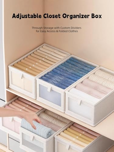 1 Pc Large Storage Bins with Clear Window Collapsible Cloth Organizer Box for Clothing, Toys, Blankets, Closet Shelf Storage, Grey, Large - size: L