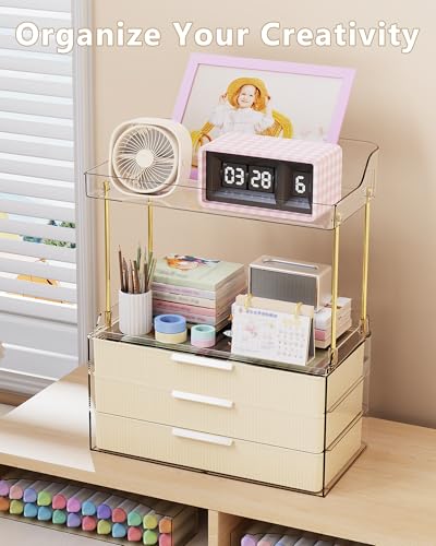 Anylady Bathroom Organizers and Storage, Makeup Organizer (Sturdy Durable Attractive), Ideal for Vanity, Countertop, Counter, Perfume, Skincare, Cabinet, Cosmetic, Dresser Organizer (Cream) - color: Cream