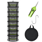 MEKOLIFE Herb Drying Rack Hanging-8 Layer, Collapsible Large Capacity Mesh Net with Green Zipper, Hooks & Bonus Garden Scissors, for Fresh Herbs/Flowers/Plants, Indoor Outdoor Use (23.62") - size: 8 Layers