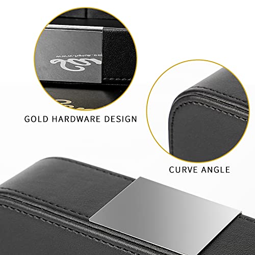 SANZIE Luxury Leather Desktop Storage Small Catchall Organizer Decorative Tray for Entryway Table to Hold Jewelry Watch Cosmetics Keys Phone Wallet, Home & Office Accessories (Metal Silvered, Black) - color: Black (Metal Silvered), size: 7.5" x 7.2" x 2"