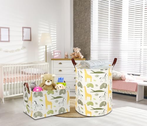 NTAOHAMPER Kids Laundry Hamper, Green Laundry Basket, Baby Nursery Hamper, Waterproof Storage Bin, Clothes Organizer Basket, Room Decor(Green Animal) - color: Green Animal