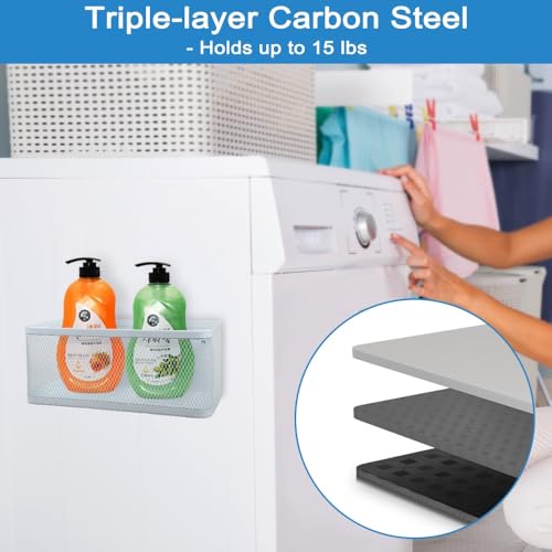 Picowe Magnetic Laundry Organizer, Large Magnet Basket for Laundry Room,16.5lb Capacity Magnetic Shelf for Washer /Dryer, Fridge & Small Spaces ( L, White) - color: White, size: L (11*4.9*3.9in)