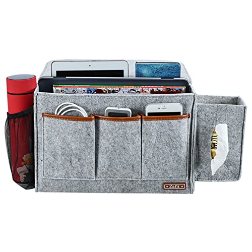Zafit Bedside Caddy, Large Size Bedside Storage Organizer Bedside Organizer Caddy for Magazine Remotes Phone (13.4'' x 18.1'' Tissue box holder, Light Grey) - color: Light Grey, size: 13.4'' x 18.1'' Tissue box holder
