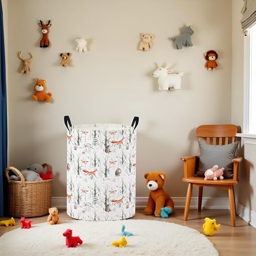 Baby Laundry Basket Baby Nursery Hamper Kids Laundry Basket Toy Storage Bin for Boys Room Decor Gift Baskets for Bedroom Bathroom(Forest Animal) - color: Forest Animal