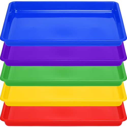 Hoteam 10 Pcs Flat Storage Organizer Tray Bin Paper Tray for Classroom Plastic Stackable File Organizer for School Office Teacher Book Organization(Multicolor,16.14 x 11.81 x 1.38 Inch) - color: Multicolor, size: 16.14 x 11.81 x 1.38 Inch