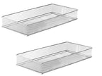 YBM HOME Silver Mesh Drawer Cabinet and or Shelf Organizer Bins, School Supply Holder Office Desktop Organizer Basket (2, 6x12x2 Inch) - size: 6x12x2 Inch