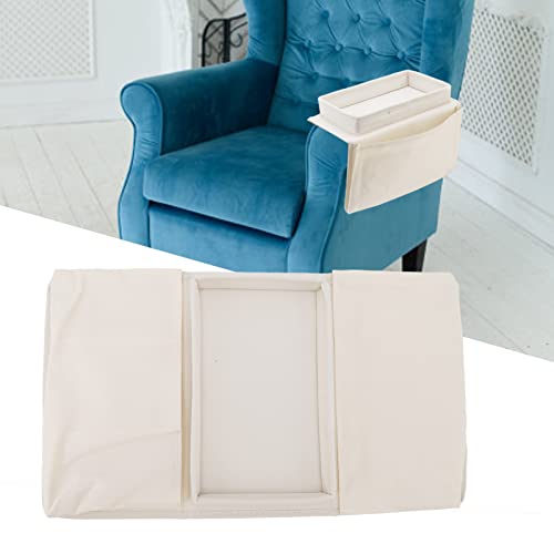 Couch Sofa Armrest Organiser Arm Chair Caddy Bedside Storage Pocket,600D Oxford Cloth Side Pockets Sofa Arm Table Armrest Tray TV Remote Holder Bed Storage Pocket (Beige) - color: Beige