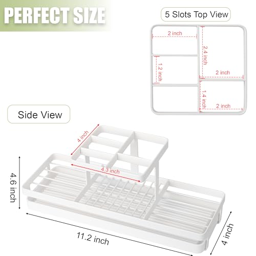Toothbrush Holders for Bathrooms, Carbon Steel Tooth Brushing Holder Electric Toothbrush and Toothpaste Organizer Bathroom Accessories for Countertop, Shower, Sink, 5 Slots, White - color: White, size: Large