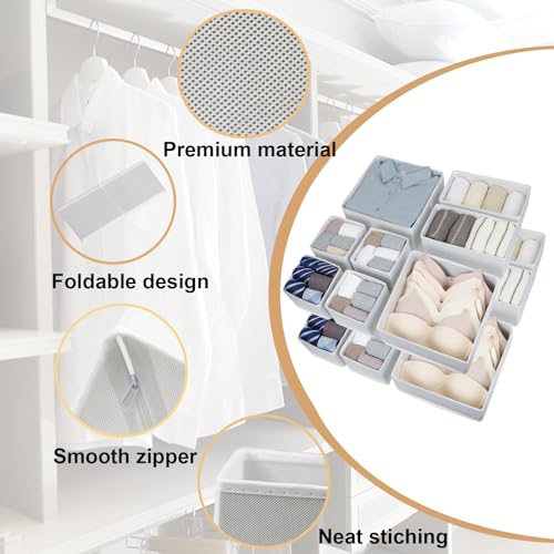 Fordonral 16 Pack Drawer Organizer Clothes, Foldable Fabric Dresser Organizer Closet Organizers and Storage Box for Underwear,Folded Clothes,Baby Clothing,Socks,Bra,Towels,Ties(White) - color: White, size: 16 Pack
