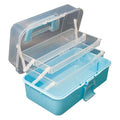 ANGELS CRAFT Clear Plastic Container 3 Layers Organizer Box - Ideal for Beads, Art Supplies, DIY Crafts, Jewelry and Small Items - 15 x 9 x 7.5” - size: 3 Layers - Blue, 15 Inch