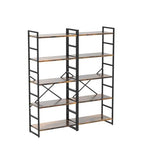 Shintenchi 2 Pieces 5 Tiers Bookshelf, Classically Tall Bookcase Shelf, Industrial Book Rack, Modern Book Holder in Bedroom/Living Room/Home/Office, Storage Rack Shelves for Books/Movies-Rustic Brown - color: 2pcs/Rustic Brown