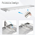 Folding Concession Shelf 12" x 96", Spliced Style Drop Down Concession Serving Window, Stainless Steel Folding Shelf Serving Food Shelf for Windows - size: 12" x 96"