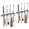 2 Pack Broom Holder Wall Mount, Stainless Steel Broom Hanger Wall Mount, Heavy Duty Mop and Broom Holder Tool Racks Utility Hooks for Laundry Room Garden Garage, Black (4 Racks and 5 Hooks) - color: Black, size: 2Pack 4R5H