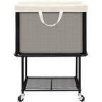 STO STO Rolling Laundry Hamper with Lockable Wheels, 29-Gallon (110L) Laundry Cart with Removable Canvas Bag, 2-Tier Clothes Basket Hamper with Shelf for Closet, Bedroom, Bathroom, Laundry Room