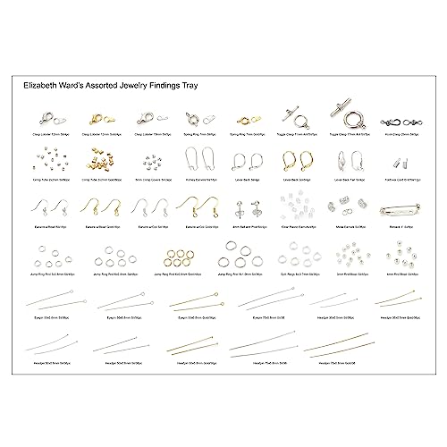 Bead Storage Solutions Elizabeth Ward Plastic See-Through Stackable 1,111 Piece Gold/Silver Assorted Costume Jewelry Findings Tray Bead Organizer - style: 1,111 PC Jewelry Findings