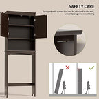 Gizoon Over the Toilet Storage Cabinet with Adjustable Shelf and Double Doors, Bathroom Space Saver Organizer Above Toilet with Open Shelf, Taller Wooden Free Standing Toilet Rack -Espresso - color: Espresso