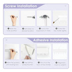VIS'V Key Holder Wall Mount, Compact Adhesive Key Rack with Tray, 6 Hooks, 2 Mount Options, White - color: White