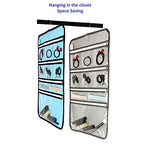 Travel Foldable Jewelry Rolls Bag Hanging Jewelry Organizer with 9 Zippered Clear Pockets Storage Pouch with Rotatable Hanger (BLUE) - color: BLUE