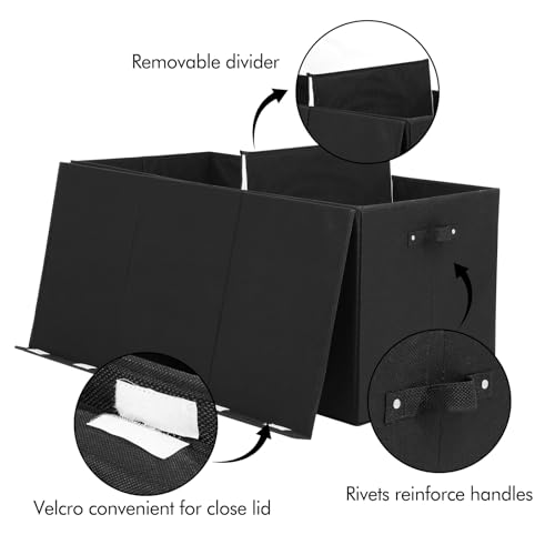 Extra Large Toy Box 167L, Sturdy Toy Storage Chest Organizer Bin Baskets with 2 Removable Divider for Boys, Girls, Kids, Nursery, Bedroom, Playroom, 35.5"x17" x17" (Linen Black) - color: Extra Extra Large Black